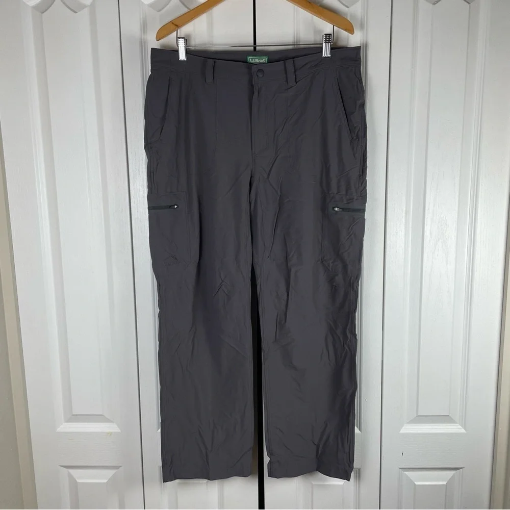 L.L. Bean Cresta Hiking Pants Men’s 36x30 Gray Nylon Utility Cargo Fish Outdoor